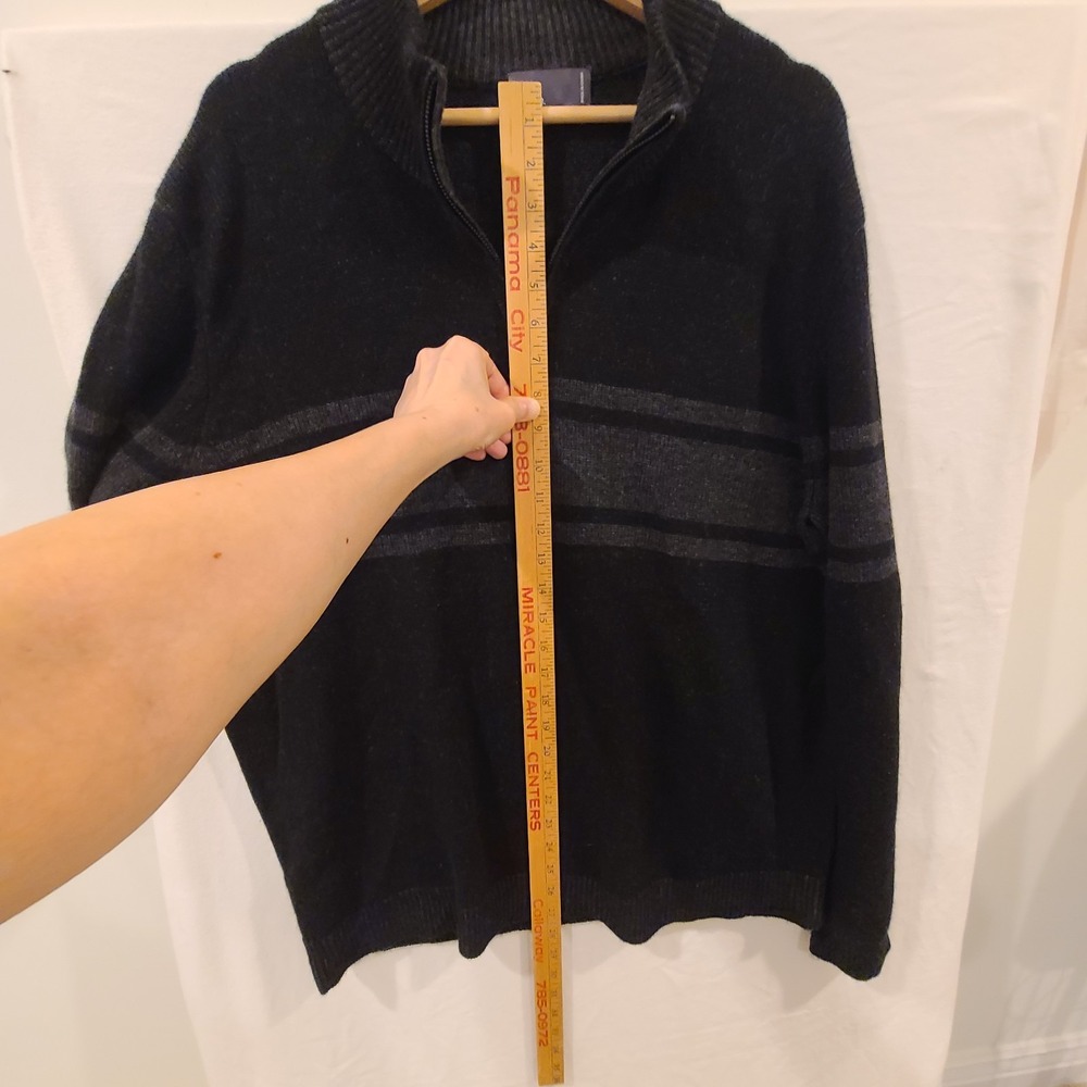 Vince Black and Grey‎ Stripe Wool Cashmere Blend Quarter Zip Up Sweater Mens XL - Picture 8 of 8